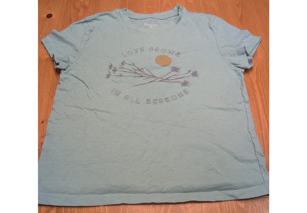 American Eagle Outfitters S/S Graphic Tee, Women's XS, Mint Green, 90's Baby Tee